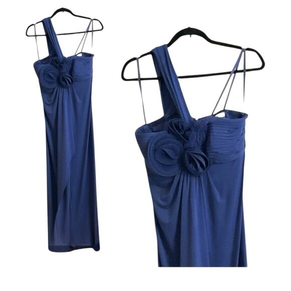 Max and Cleo Evening Gown Size 8 Rosette One Shoulder Cadet - Picture 7 of 9